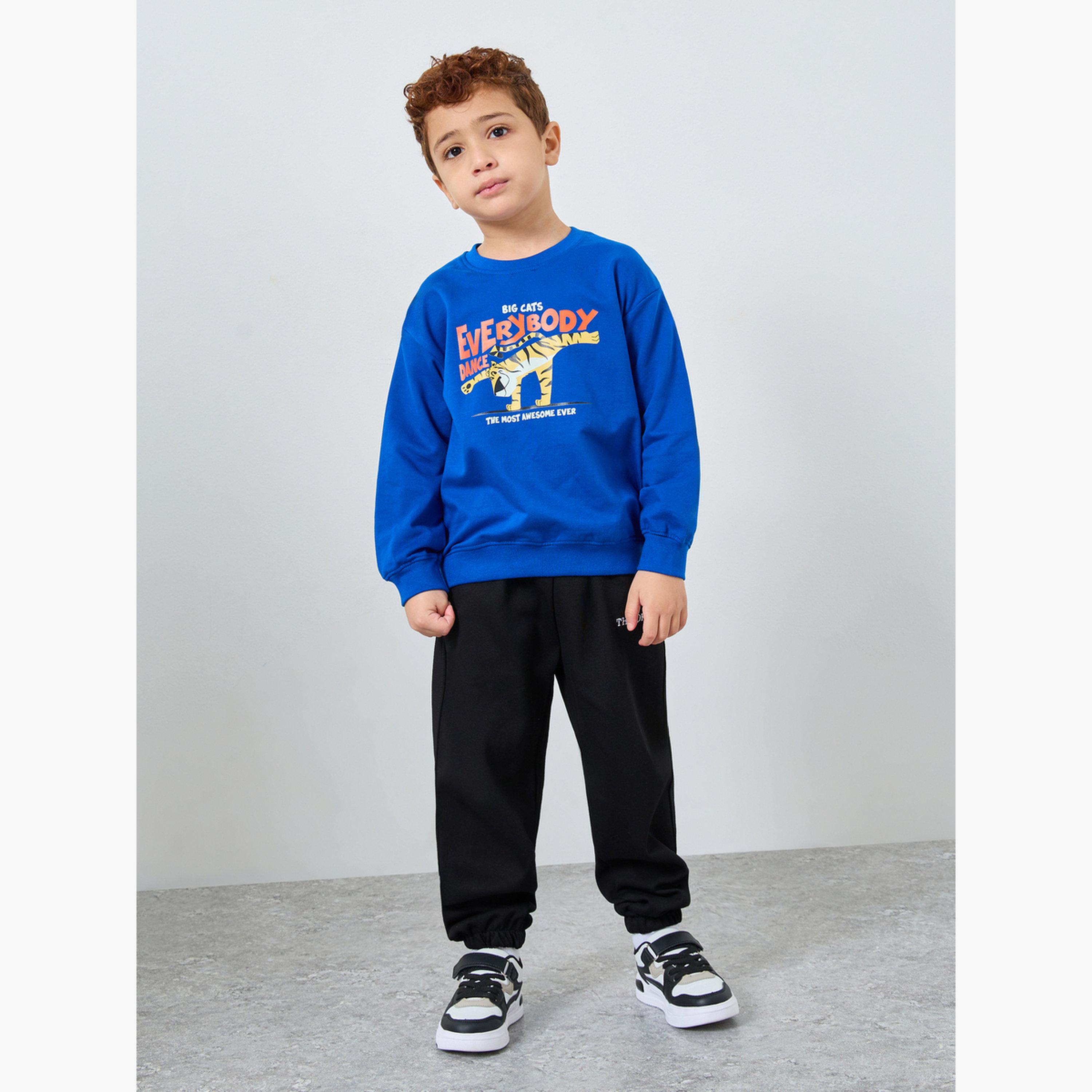Styli Tiger Graphic Print Round Neck Long Sleeves Boy's Sweatshirt-boys-clothing-winterwear-sweatshirts-image-2