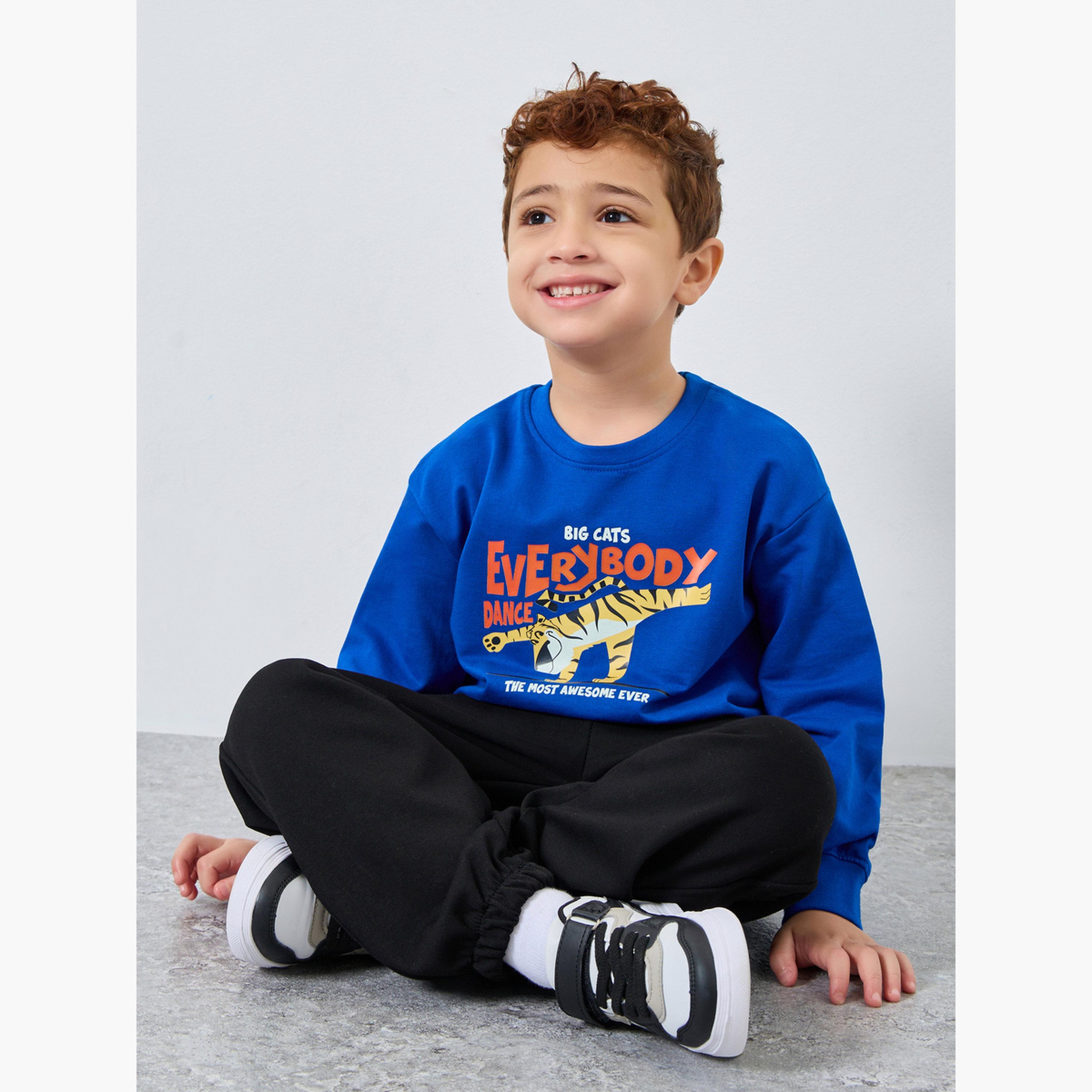 Styli Tiger Graphic Print Round Neck Long Sleeves Boy's Sweatshirt-boys-clothing-winterwear-sweatshirts-image-3