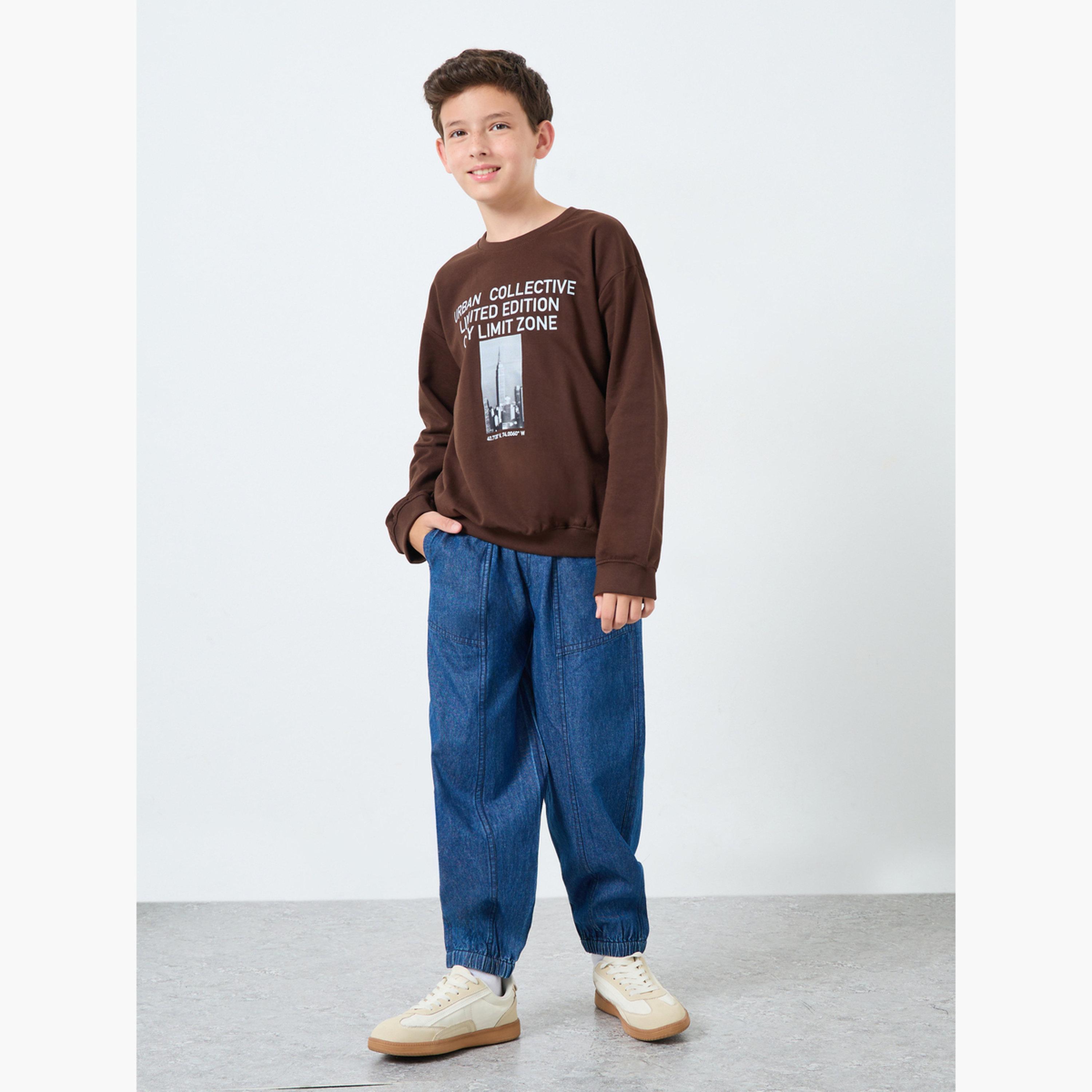 Styli Teens Drop Shoulder Graphic Sweatshirt-boys-clothing-winterwear-sweatshirts-image-2
