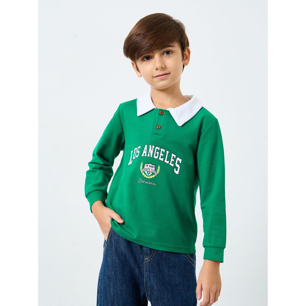 Styli Boys Green Los Angeles Graphic Sweatshirt-boys-clothing-sweatshirts-image-3