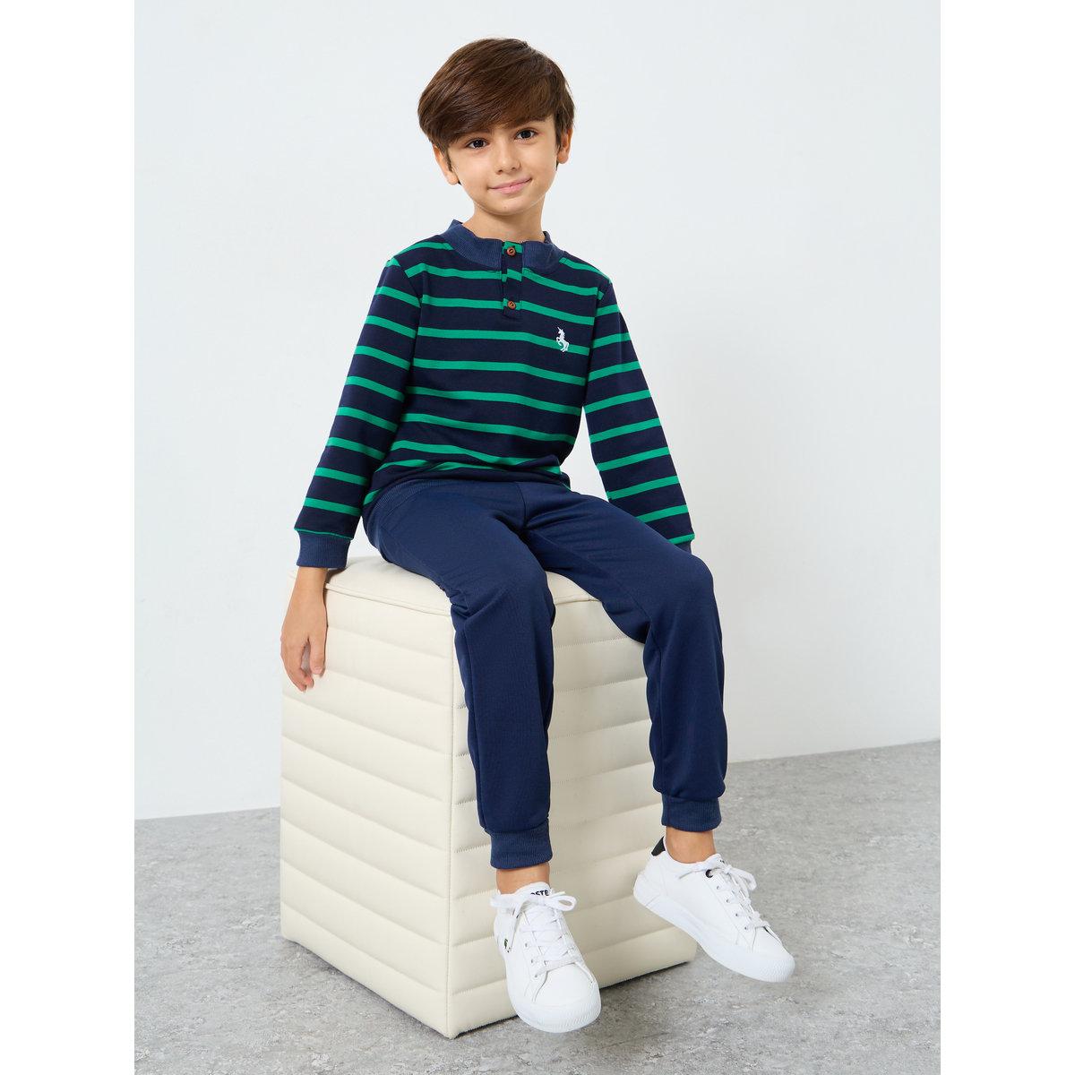 Styli Boys Striped Top and Joggers Set-boys-clothing-setsandcoords-image-1