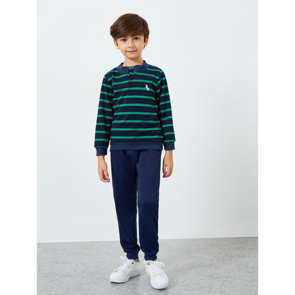 طقم من بنطال جوغر وتيشيرت مخطط-boys-clothing-setsandcoords-image-2