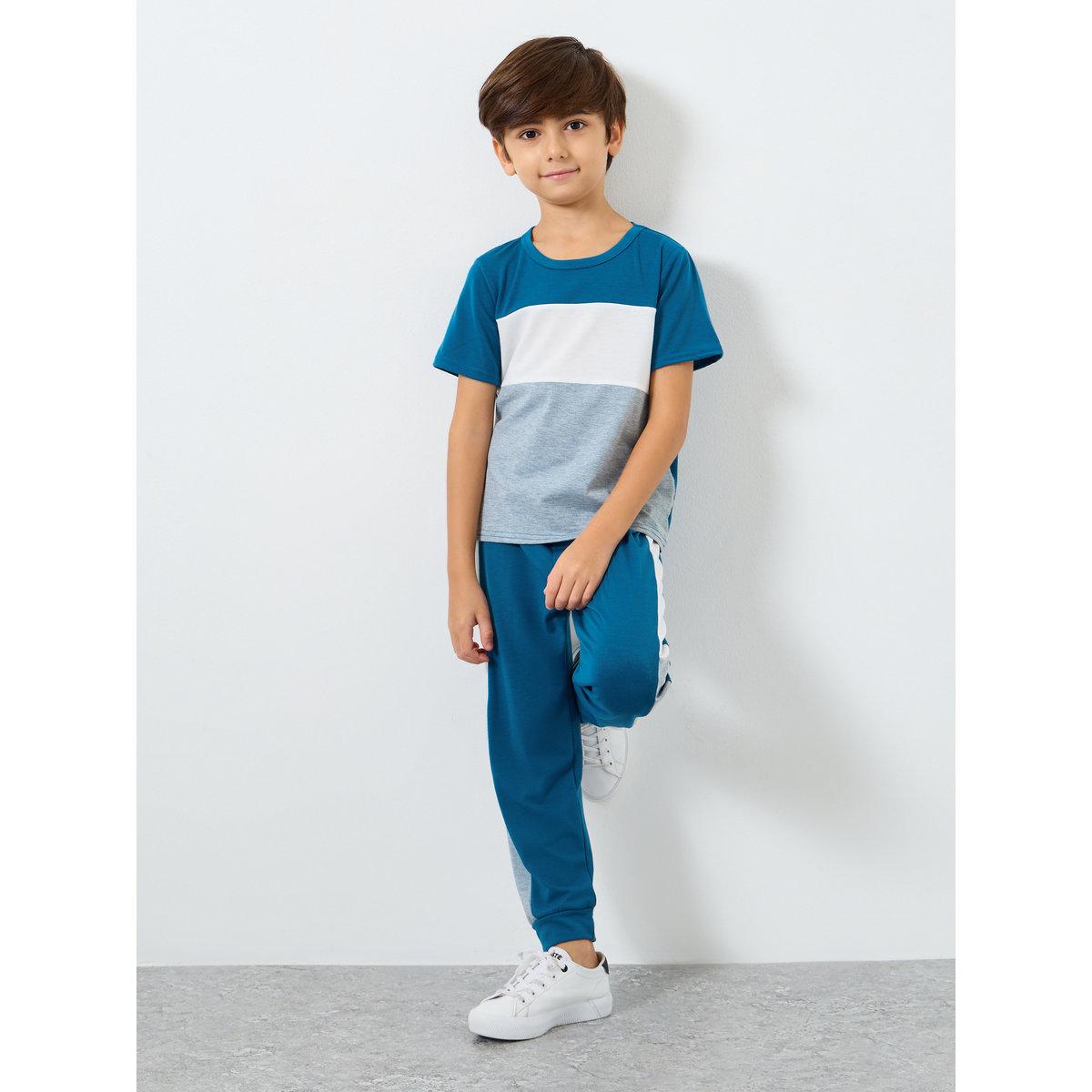 Styli Boys Color Block T-Shirt and Joggers Set-boys-clothing-setsandcoords-image-1
