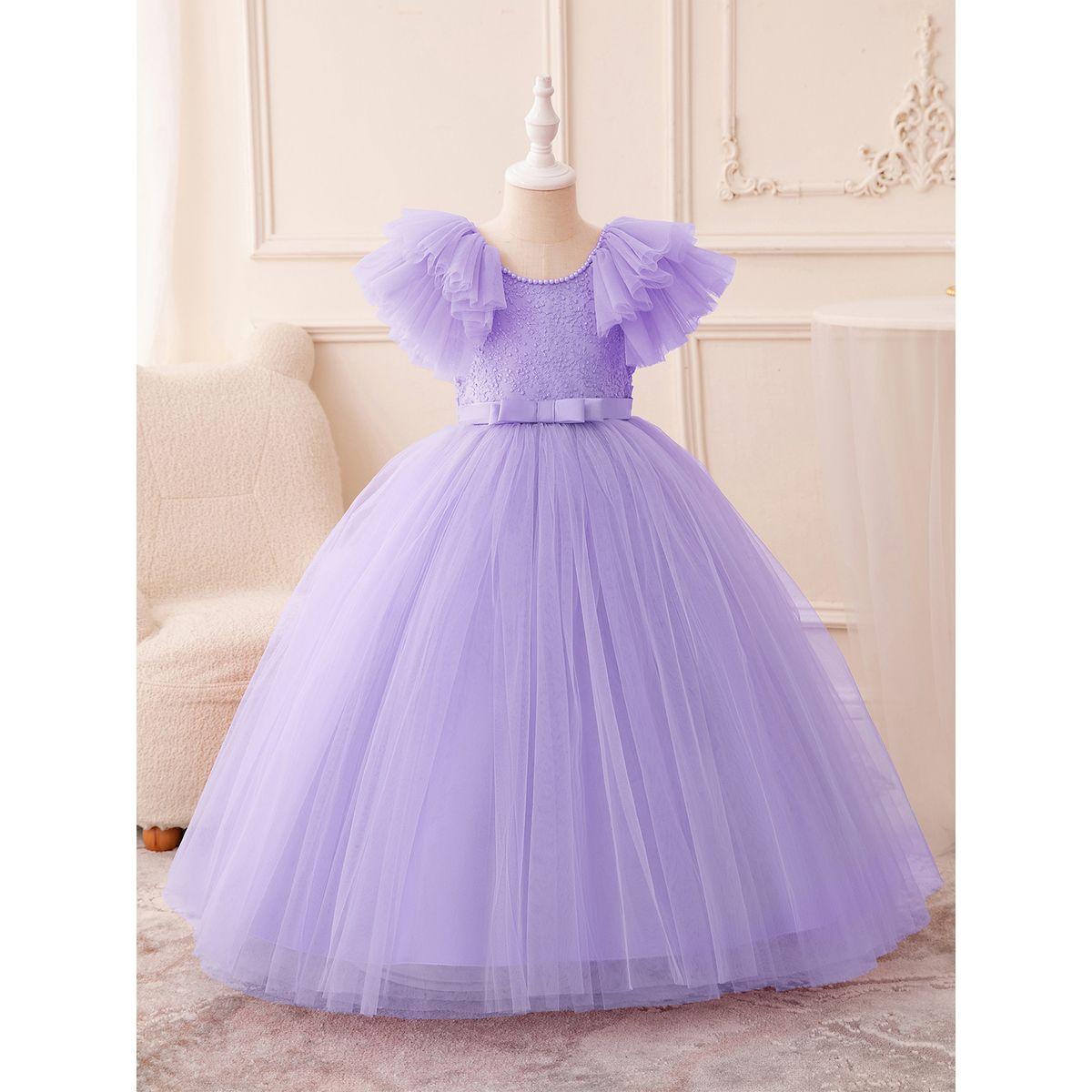 فستان حفلات مزين بلؤلؤ صناعي مع ربطة فيونكة-girls-clothing-dressesandjumpsuits-image-6