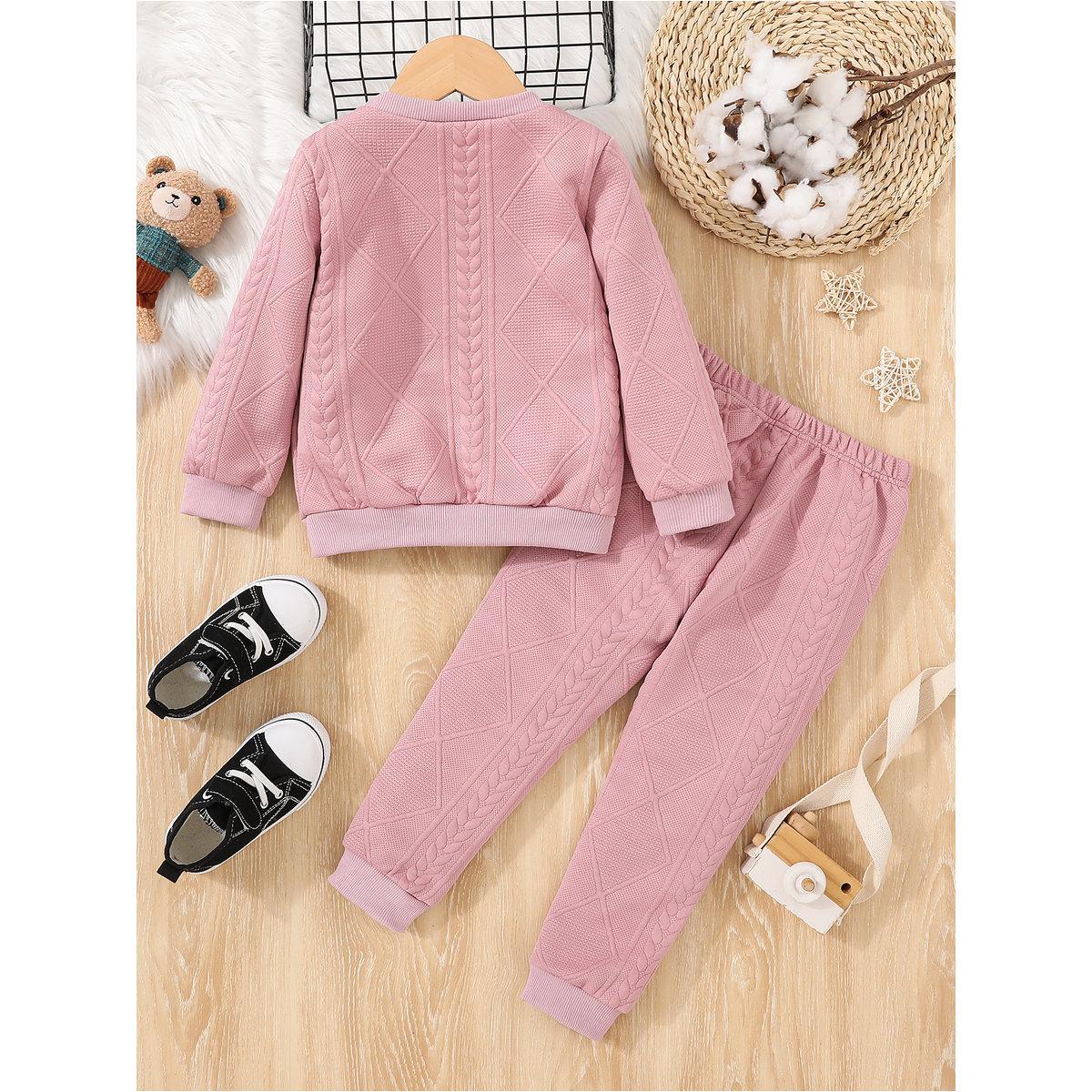 طقم منسق من جوغر وسويت شيرت بتفاصيل بارزة الملمس-girls-clothing-setsandcoords-image-2