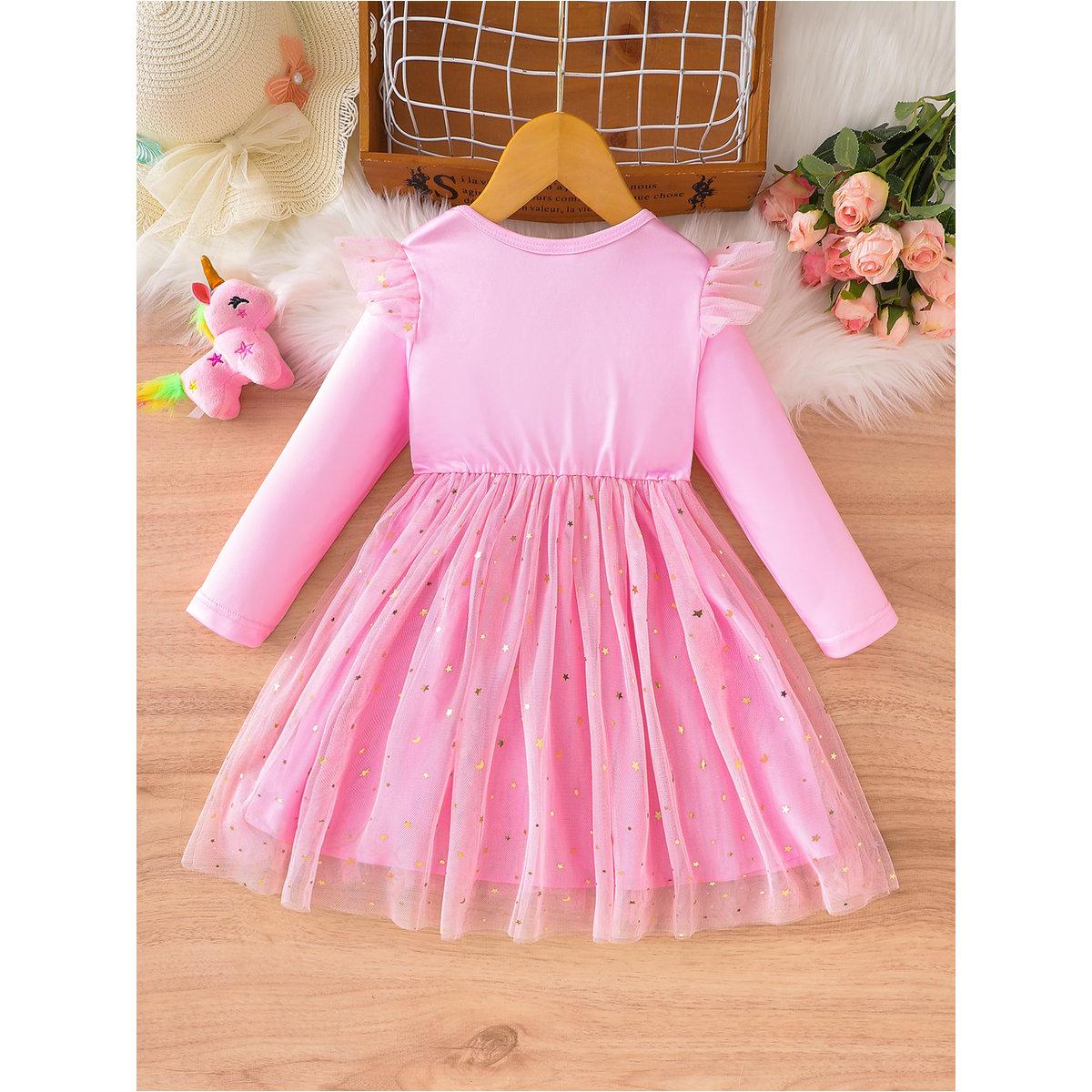 فستان بنسيج تُل مع طبعة جرافيك-girls-clothing-dressesandjumpsuits-image-2
