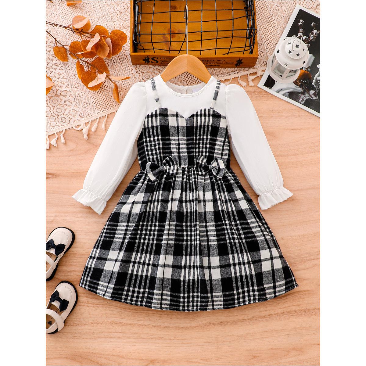 Take Two Girls Plaid Dress with Bow Detail-girls-clothing-dressesandjumpsuits-image-1