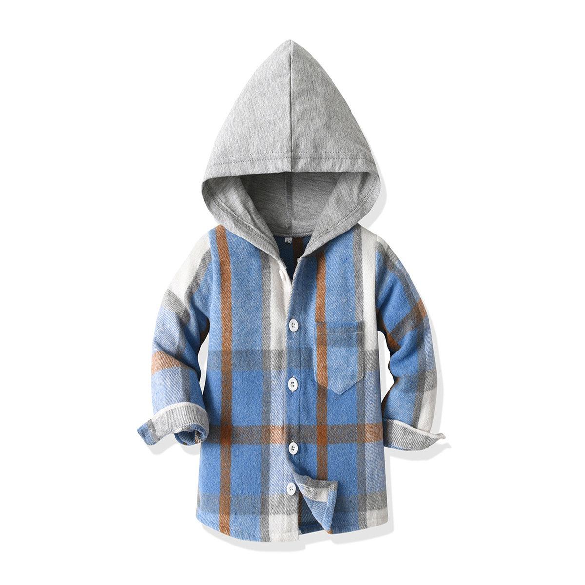 Take Two Boys Blue Checked Hooded Shirt and Jogger Set-boys-clothing-setsandcoords-image-3