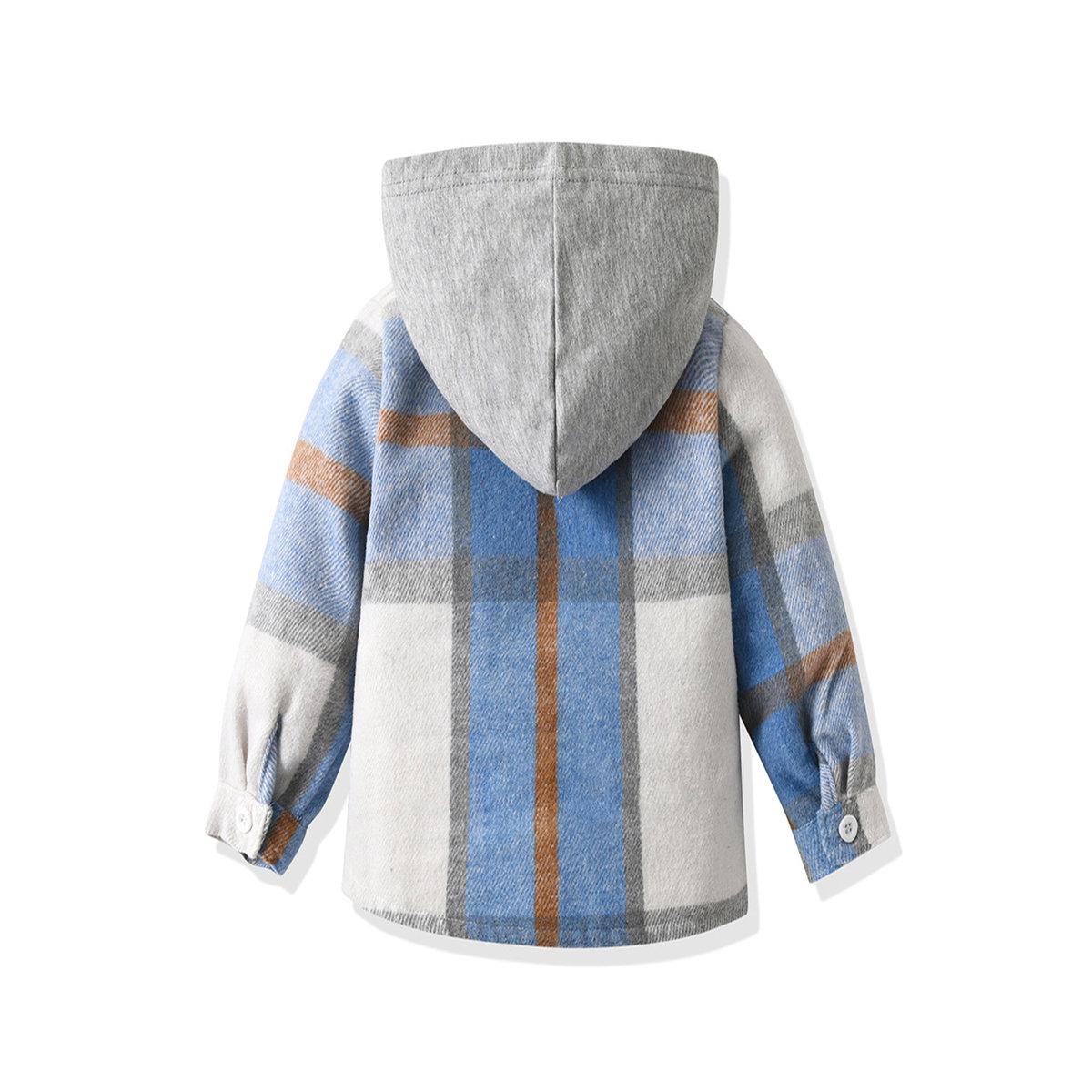 Take Two Boys Blue Checked Hooded Shirt and Jogger Set-boys-clothing-setsandcoords-image-4