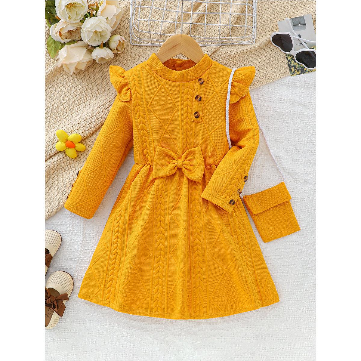فستان بتفاصيل فيونكة مع شنطة-girls-clothing-dressesandjumpsuits-image-1