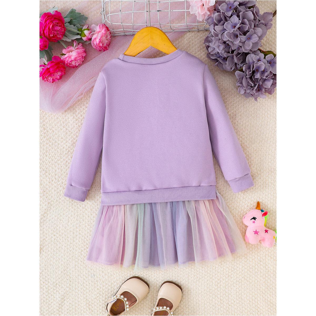 Take Two Girls Purple Unicorn Sweatshirt and Mesh Skirt Set-girls-clothing-setsandcoords-image-2