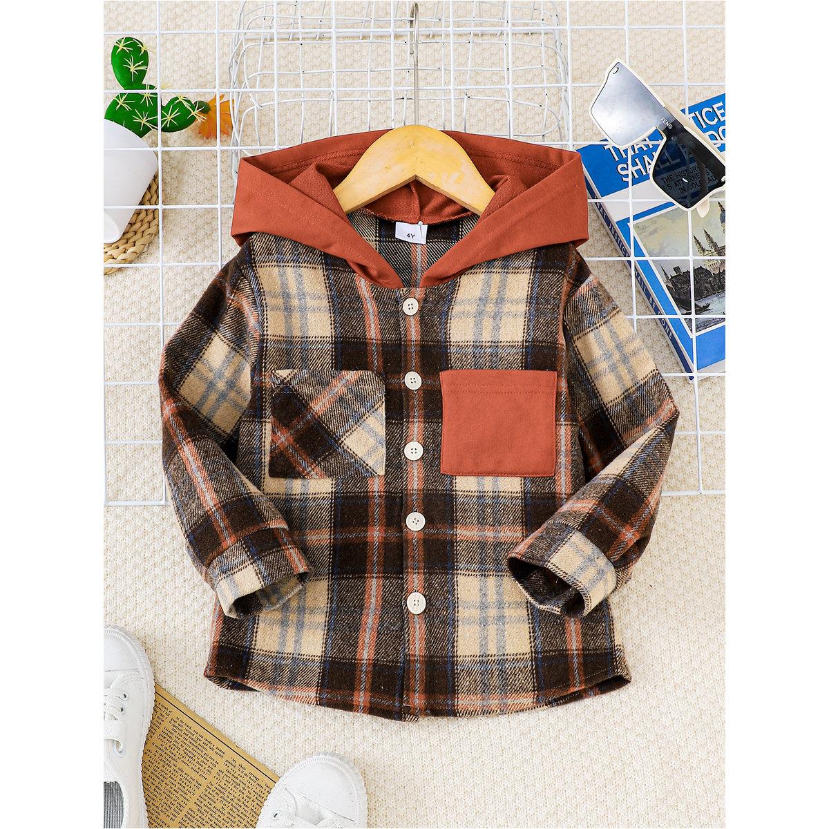 Take Two Boys Checked Hooded Shirt-boys-clothing-shirts-image-1
