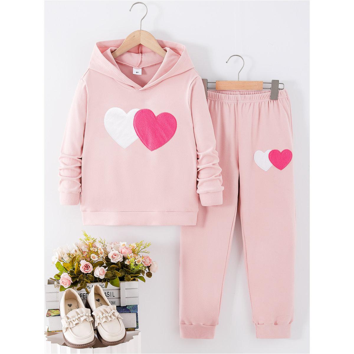 Take Two Girls Heart Patchwork Hoodie and Joggers Set-girls-clothing-setsandcoords-image-1