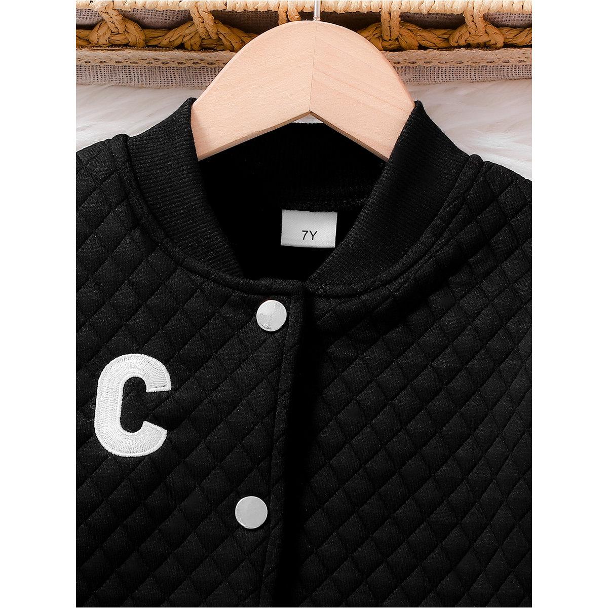 Take Two Girls Black Textured Jacket and Skirt Set-girls-clothing-setsandcoords-image-3
