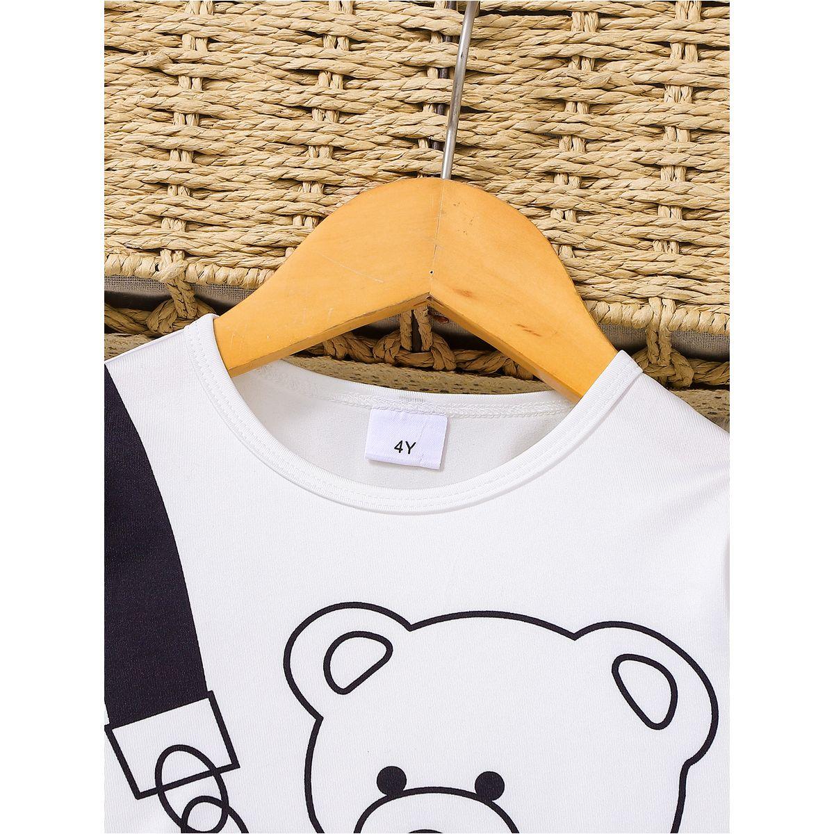 Take Two Boys Bear Graphic T-shirt and Checked Pants Set-boys-clothing-setsandcoords-image-3