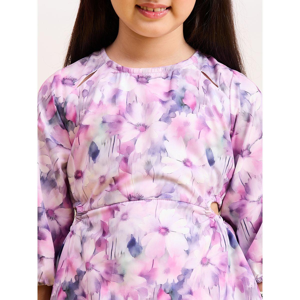 فستان بطبعة زهور مع تفاصيل كشكش-girls-clothing-dressesandjumpsuits-image-5