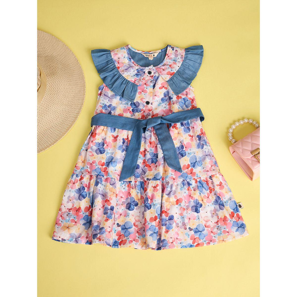 فستان مطبع بالكامل مع ربطة خصر-girls-clothing-dressesandjumpsuits-image-1