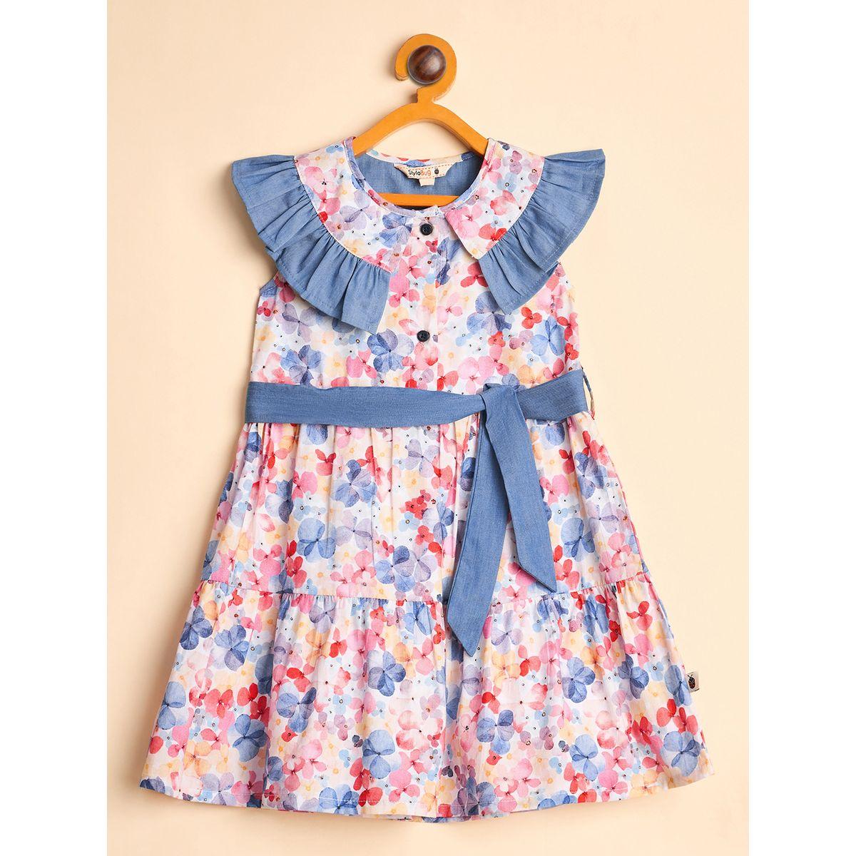 Stylo Bug All Over Print Dress with Tie Belt-girls-clothing-dressesandjumpsuits-image-2