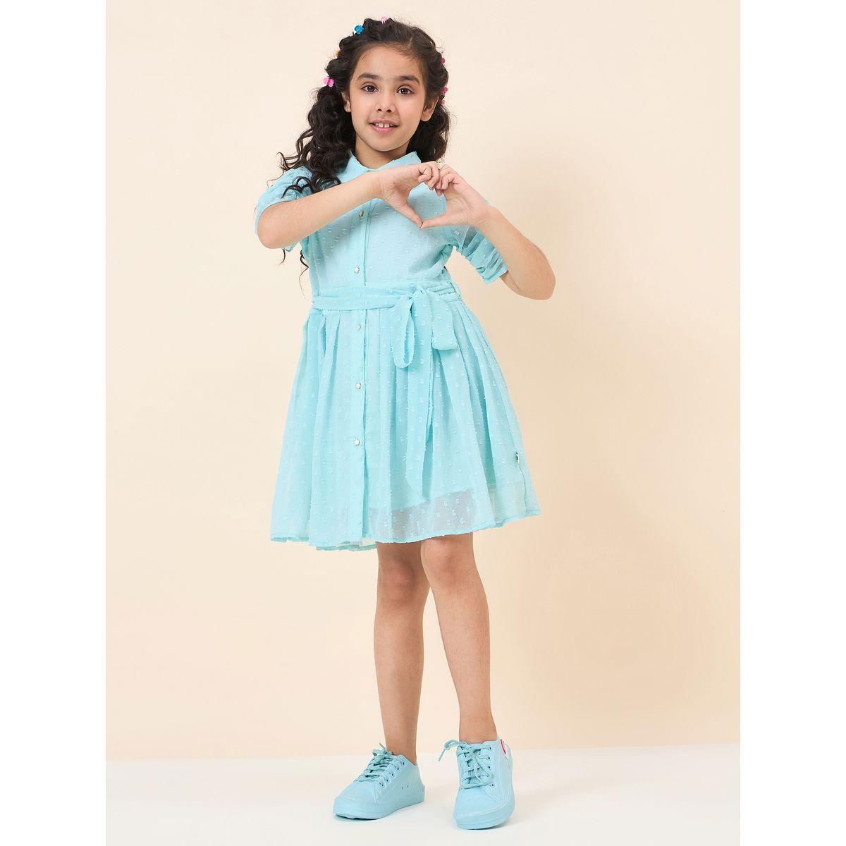 فستان بنسيج دوبي مع ربطة خصر-girls-clothing-dressesandjumpsuits-image-1