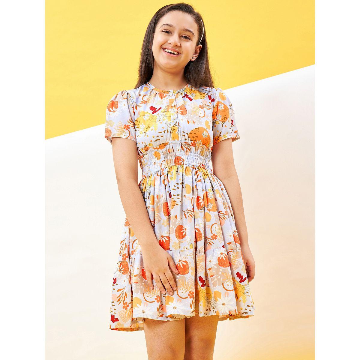 Stylo Bug Flower Print Round Neck Dress-girls-clothing-dressesandjumpsuits-image-1