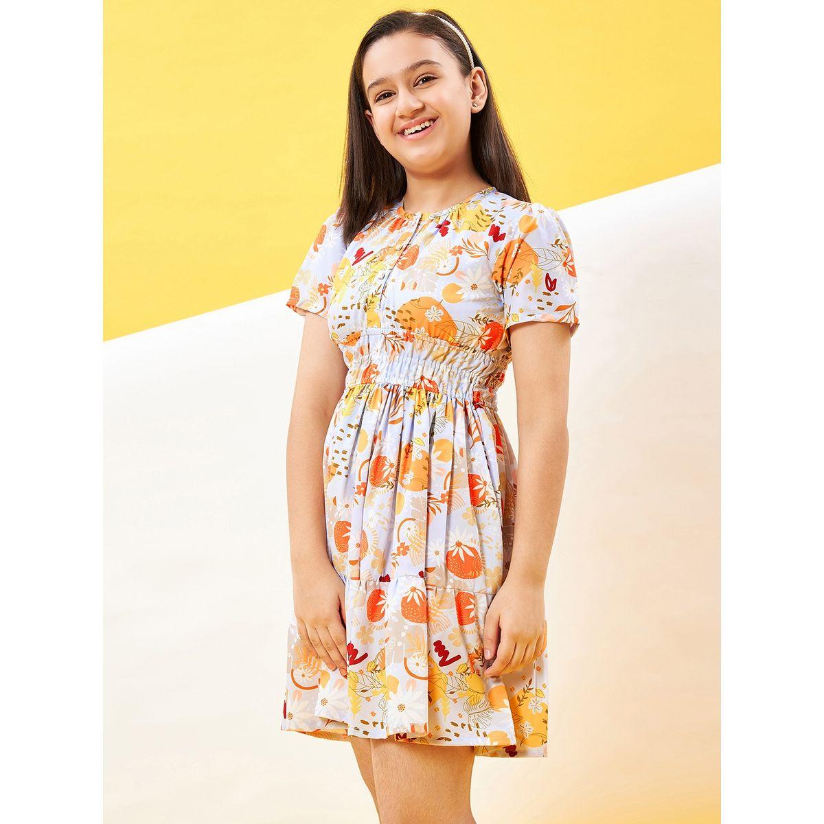Stylo Bug Flower Print Round Neck Dress-girls-clothing-dressesandjumpsuits-image-3