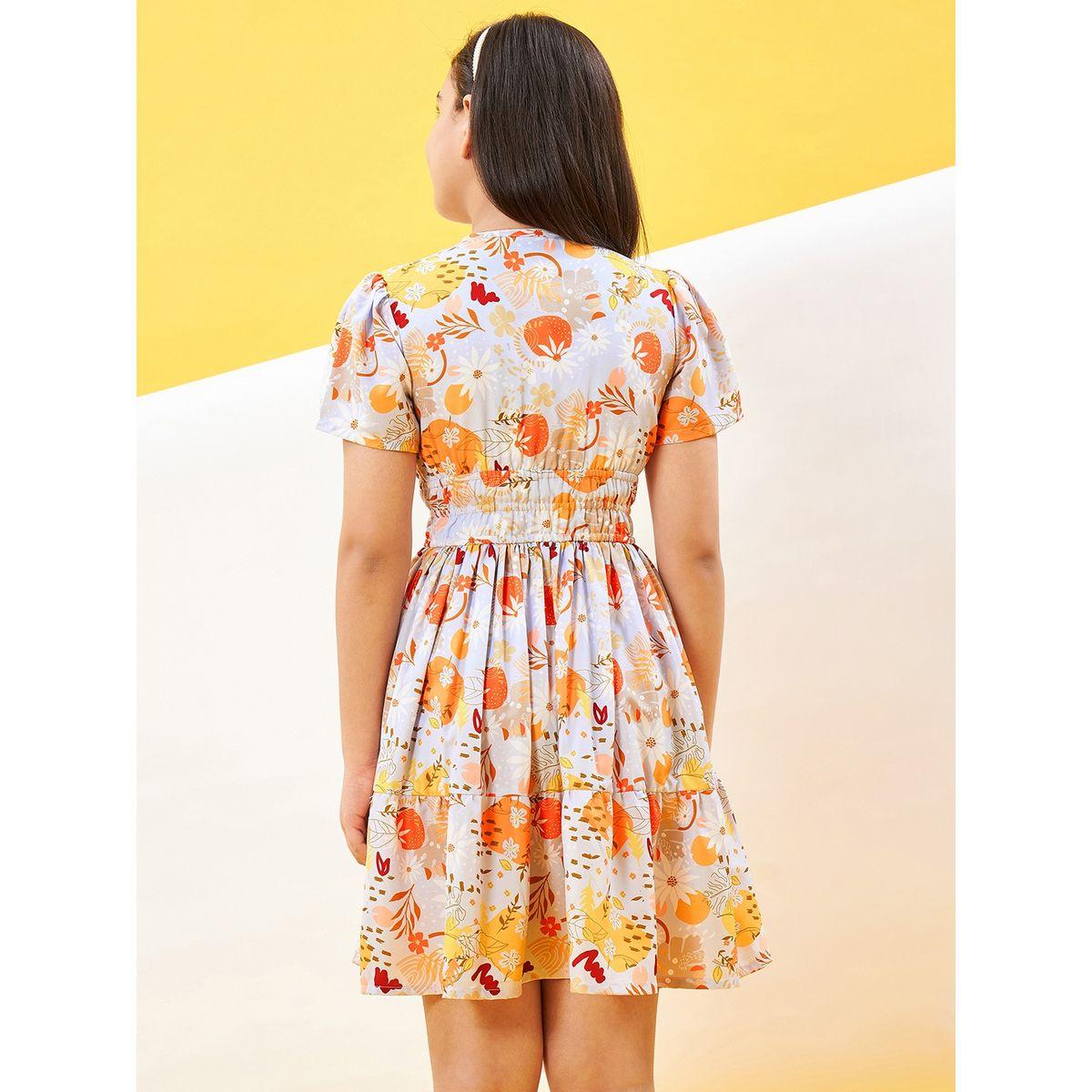 Stylo Bug Flower Print Round Neck Dress-girls-clothing-dressesandjumpsuits-image-5