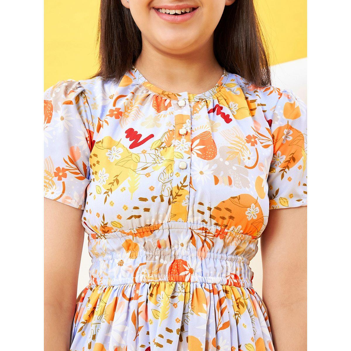 Stylo Bug Flower Print Round Neck Dress-girls-clothing-dressesandjumpsuits-image-6