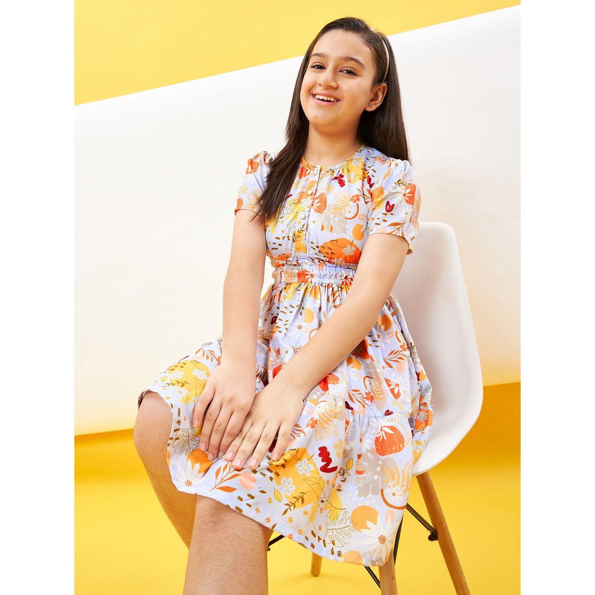 Stylo Bug Flower Print Round Neck Dress-girls-clothing-dressesandjumpsuits-image-7