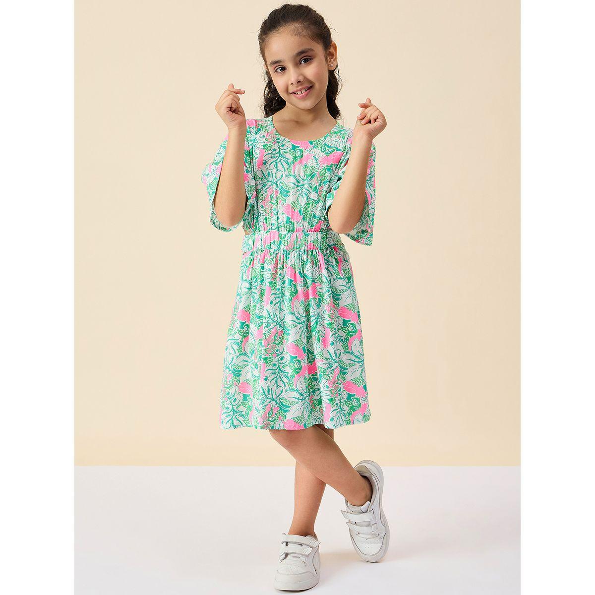 فستان مُطبع بالكامل بحافة واسعة-girls-clothing-dressesandjumpsuits-image-1