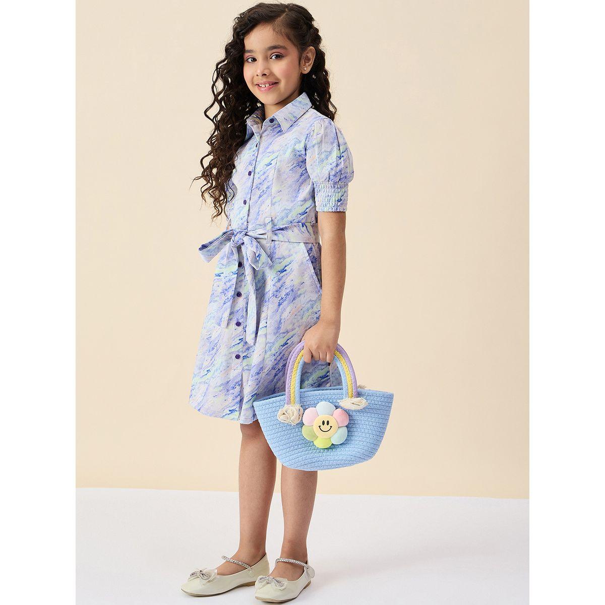 Stylo Bug Marbled Print Shirt Dress with Tie Belt-girls-clothing-dressesandjumpsuits-image-2