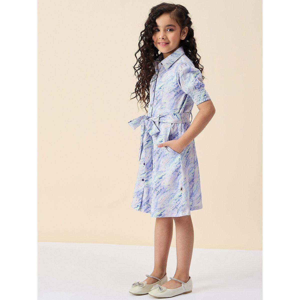 Stylo Bug Marbled Print Shirt Dress with Tie Belt-girls-clothing-dressesandjumpsuits-image-3