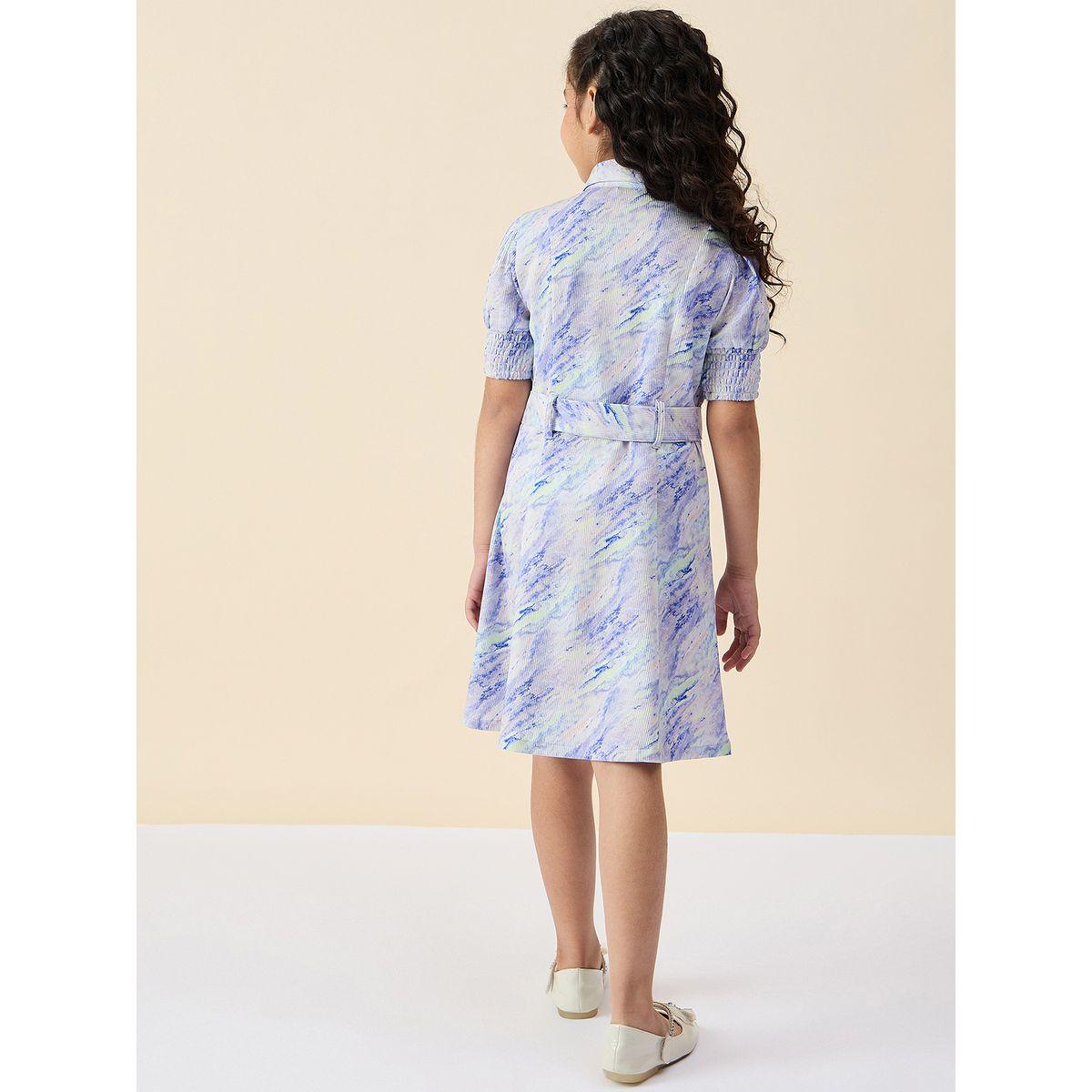 Stylo Bug Marbled Print Shirt Dress with Tie Belt-girls-clothing-dressesandjumpsuits-image-4