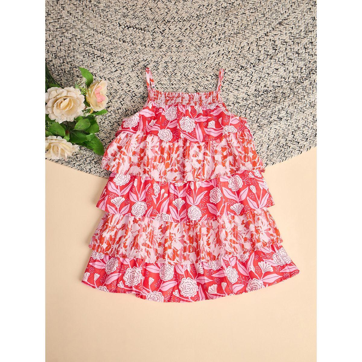 Stylo Bug All Over Print Strappy Layered Dress-girls-clothing-dressesandjumpsuits-image-1