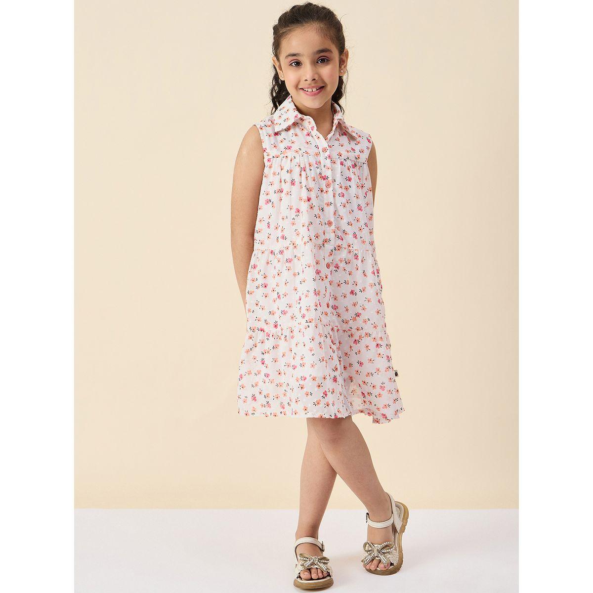فستان بطبعة ديتسي بتفاصيل أزرار-girls-clothing-dressesandjumpsuits-image-1