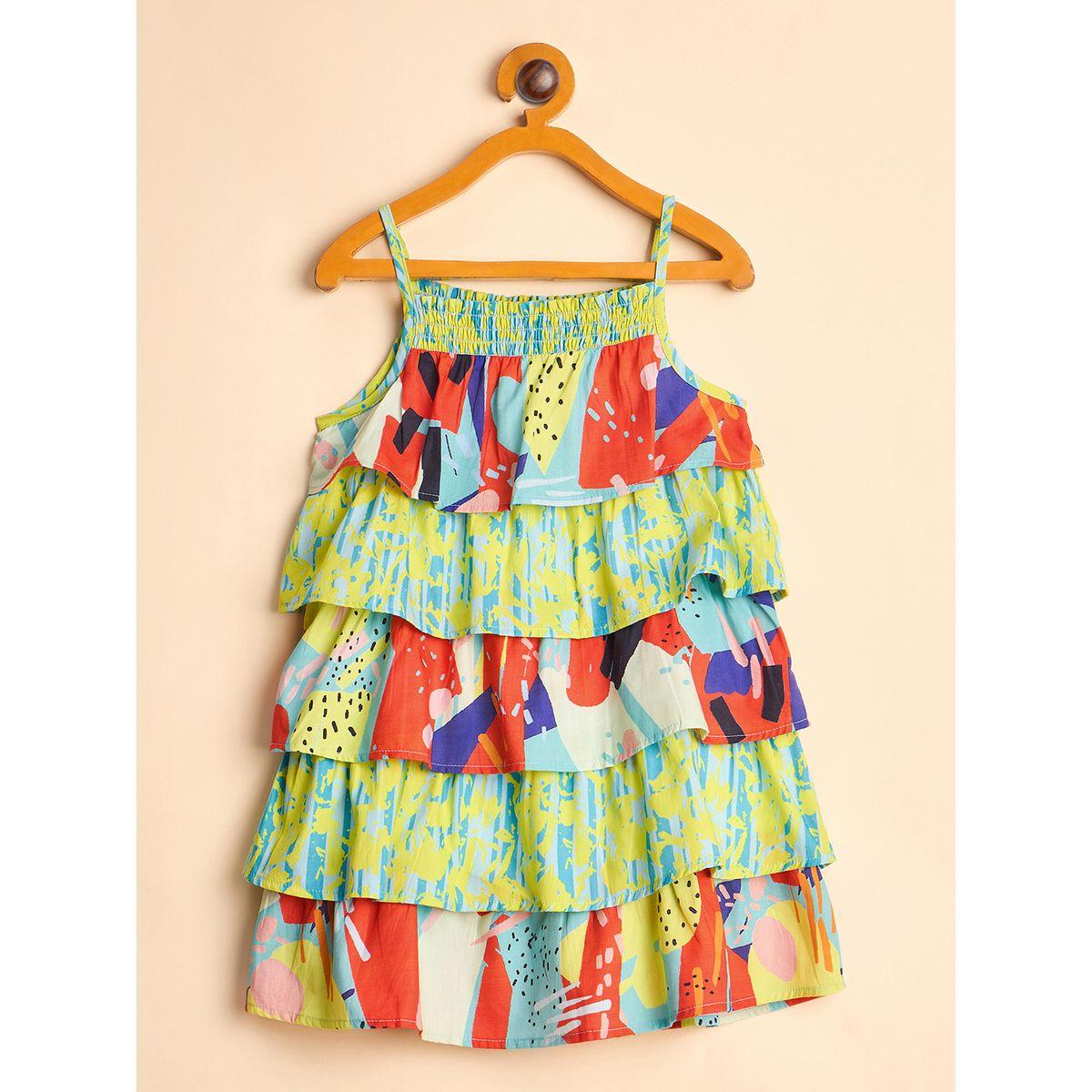 Stylo Bug All Over Print Strappy Layered Dress-girls-clothing-dressesandjumpsuits-image-2