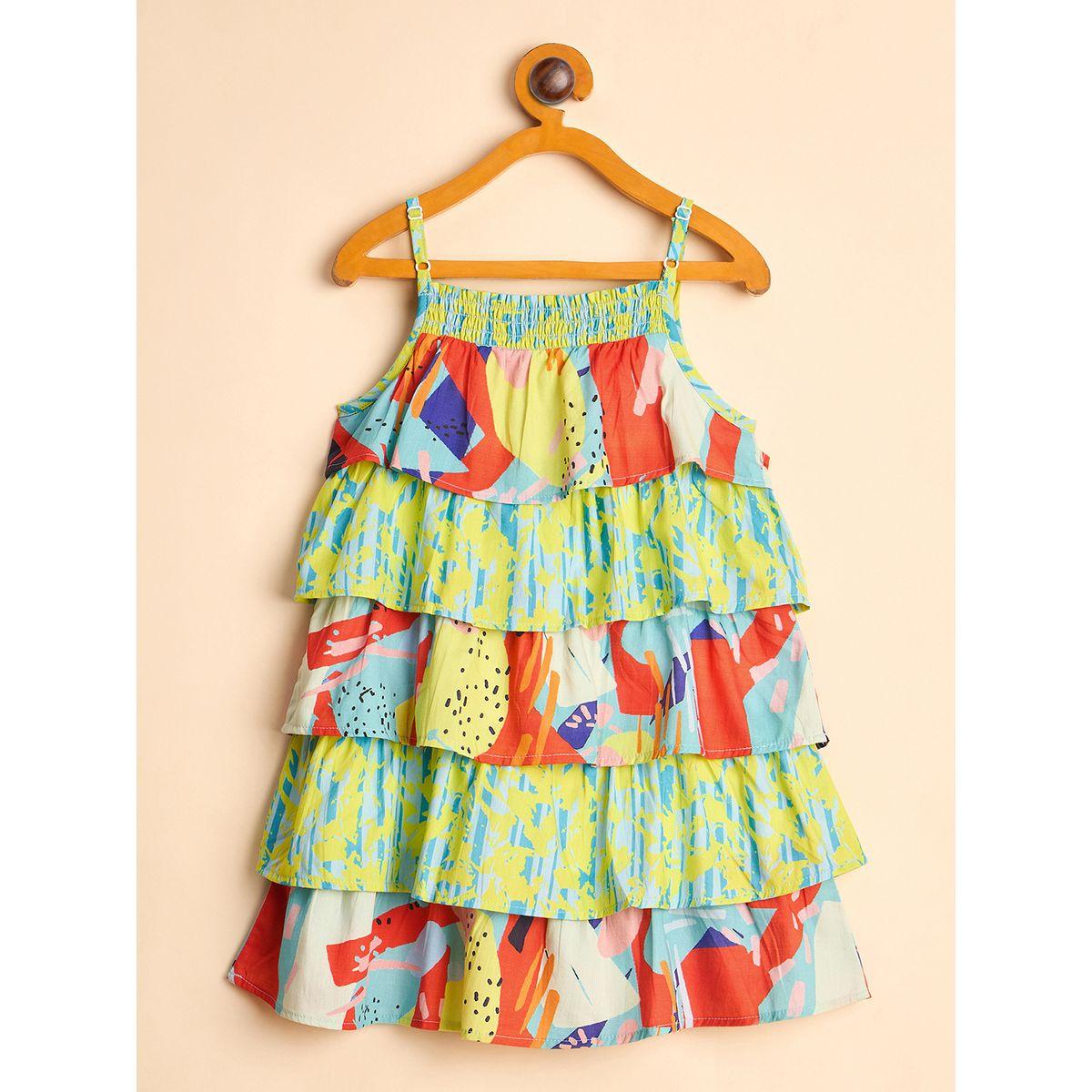 فستان مُطبع بالكامل بتفاصيل حمالات-girls-clothing-dressesandjumpsuits-image-3