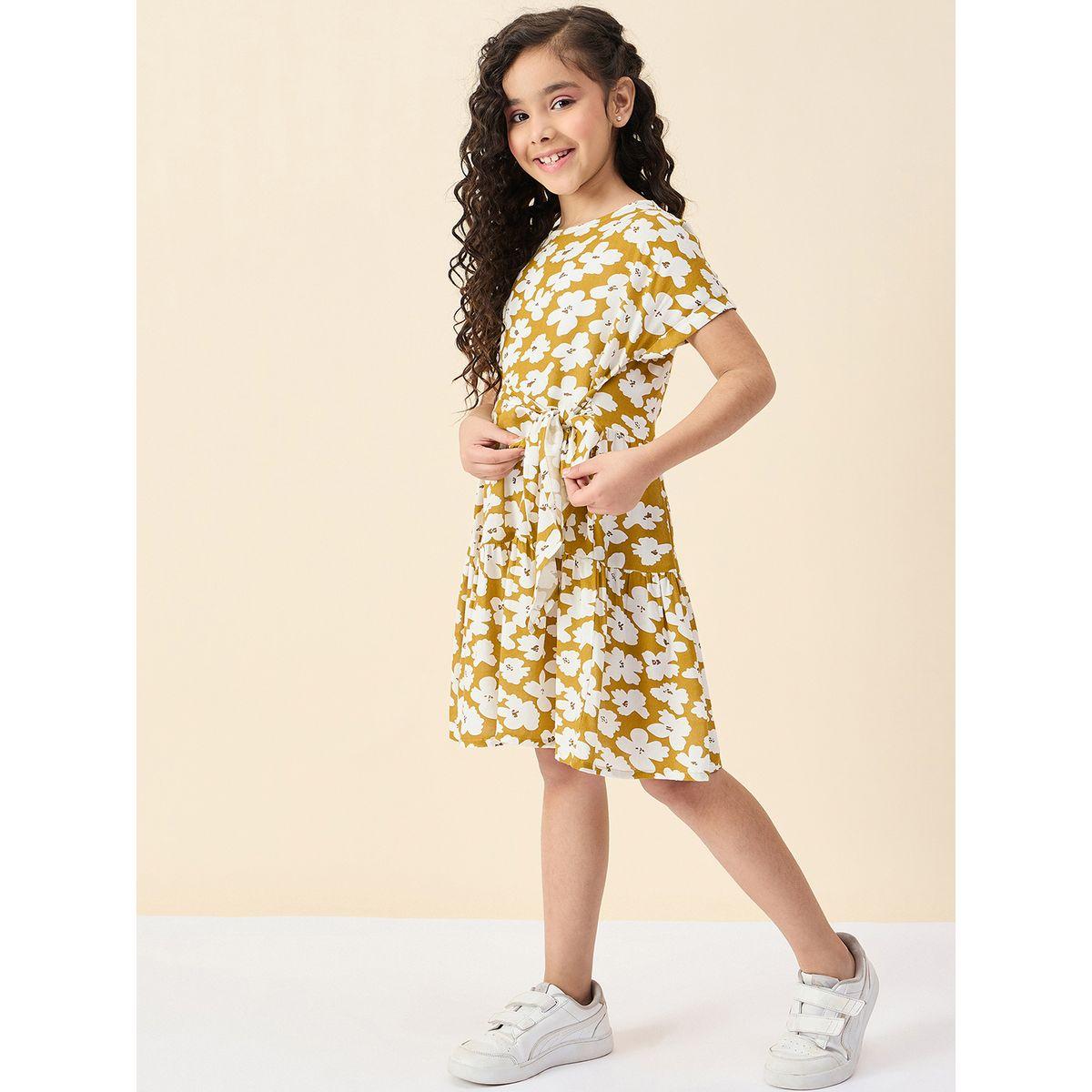 Stylo Bug Floral Print Self Tie Belt Dress-girls-clothing-dressesandjumpsuits-image-3