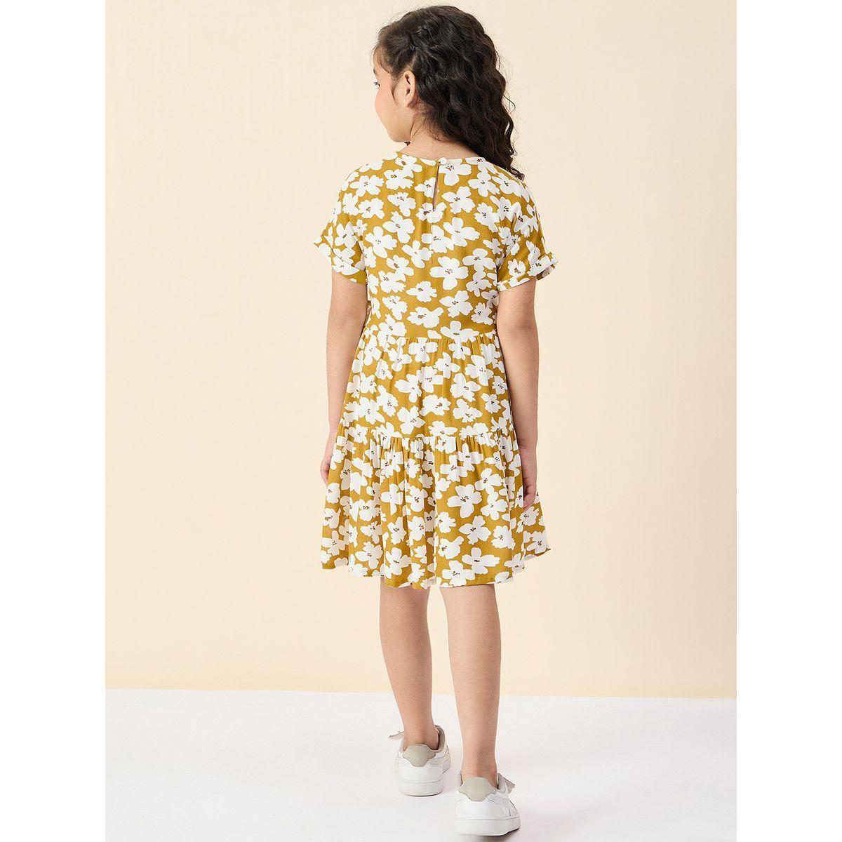 فستان بطبعة زهور مع تفاصيل ربطة خصر-girls-clothing-dressesandjumpsuits-image-4