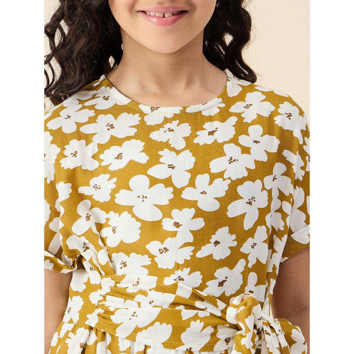 Stylo Bug Floral Print Self Tie Belt Dress-girls-clothing-dressesandjumpsuits-image-5