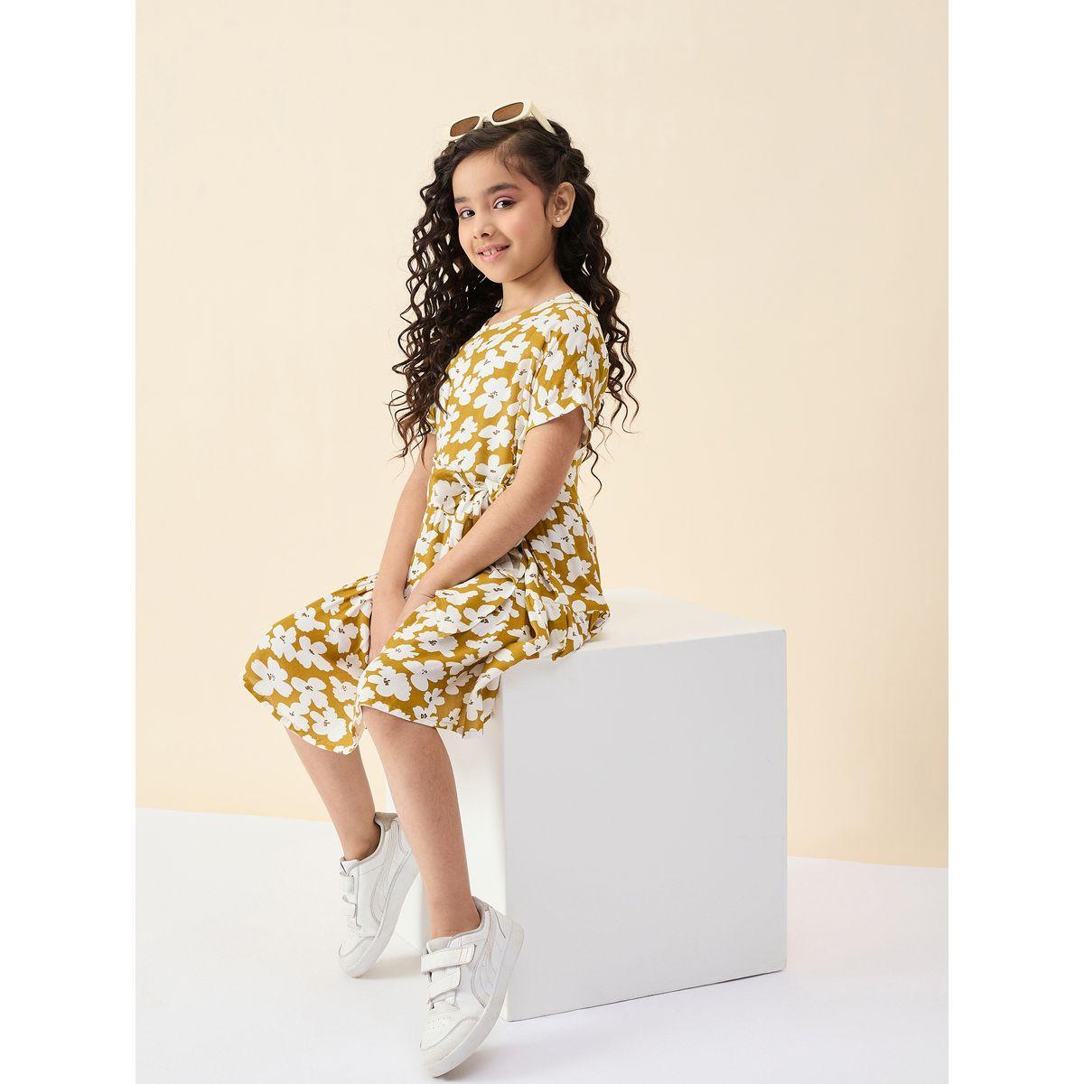 Stylo Bug Floral Print Self Tie Belt Dress-girls-clothing-dressesandjumpsuits-image-6