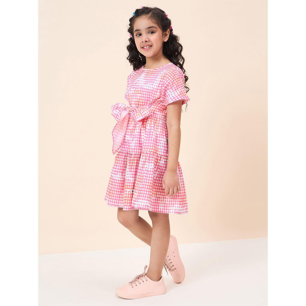 Stylo Bug All Over Print Tie Front Dress-girls-clothing-dressesandjumpsuits-image-3