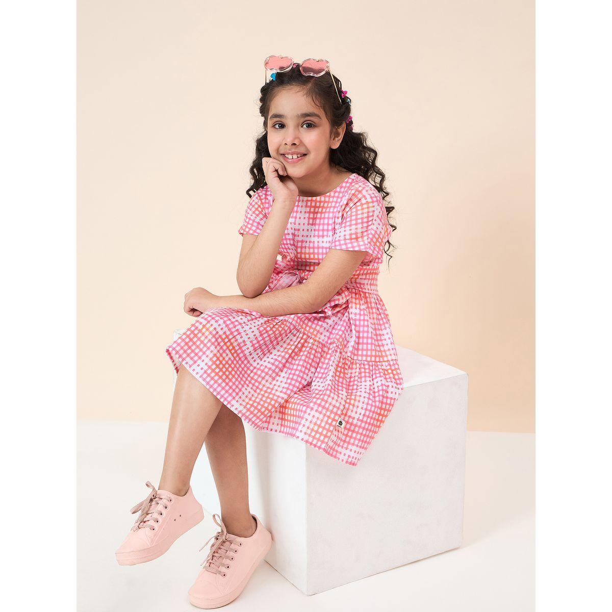 Stylo Bug All Over Print Tie Front Dress-girls-clothing-dressesandjumpsuits-image-5