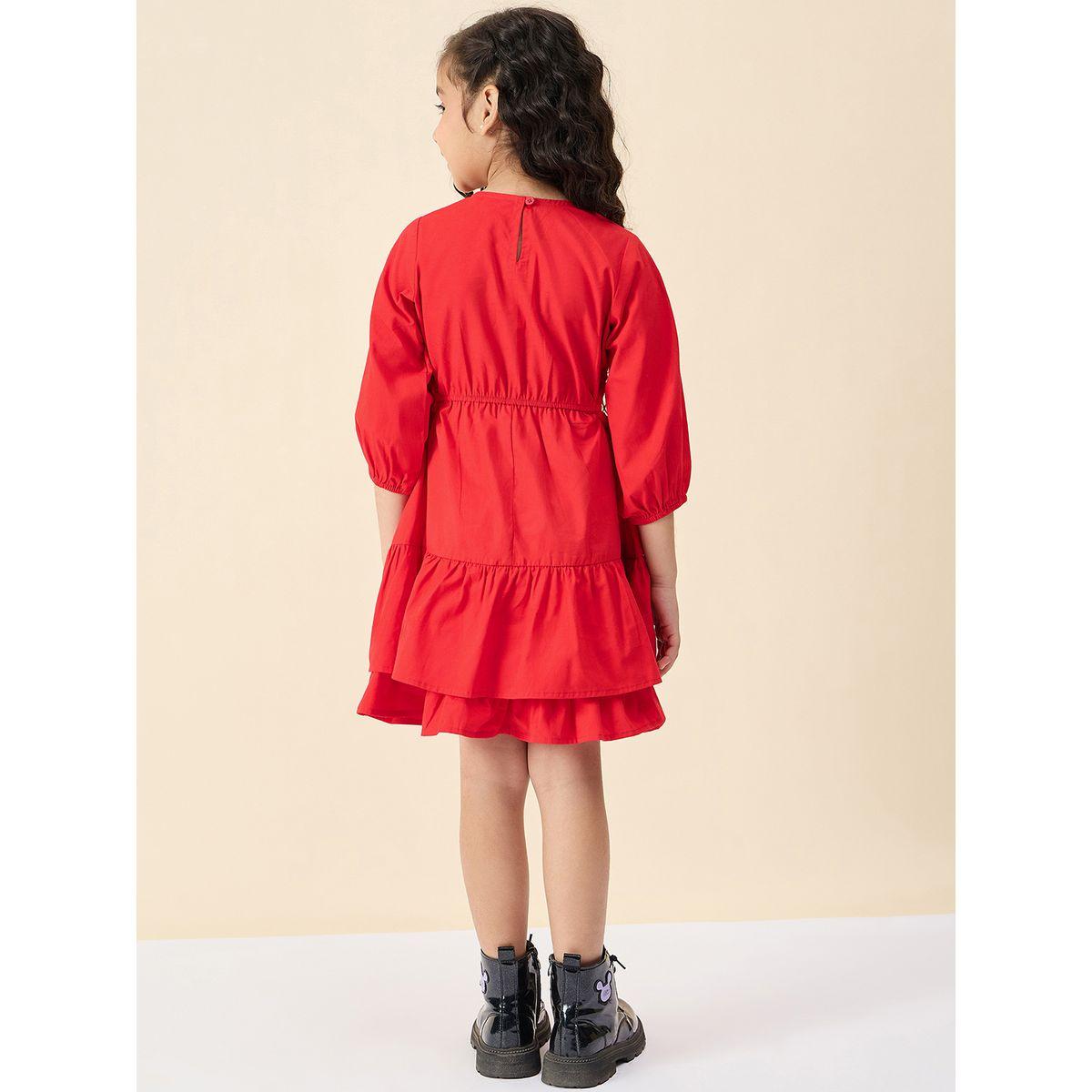 Stylo Bug Solid Round Neck Layered Dress-girls-clothing-dressesandjumpsuits-image-4