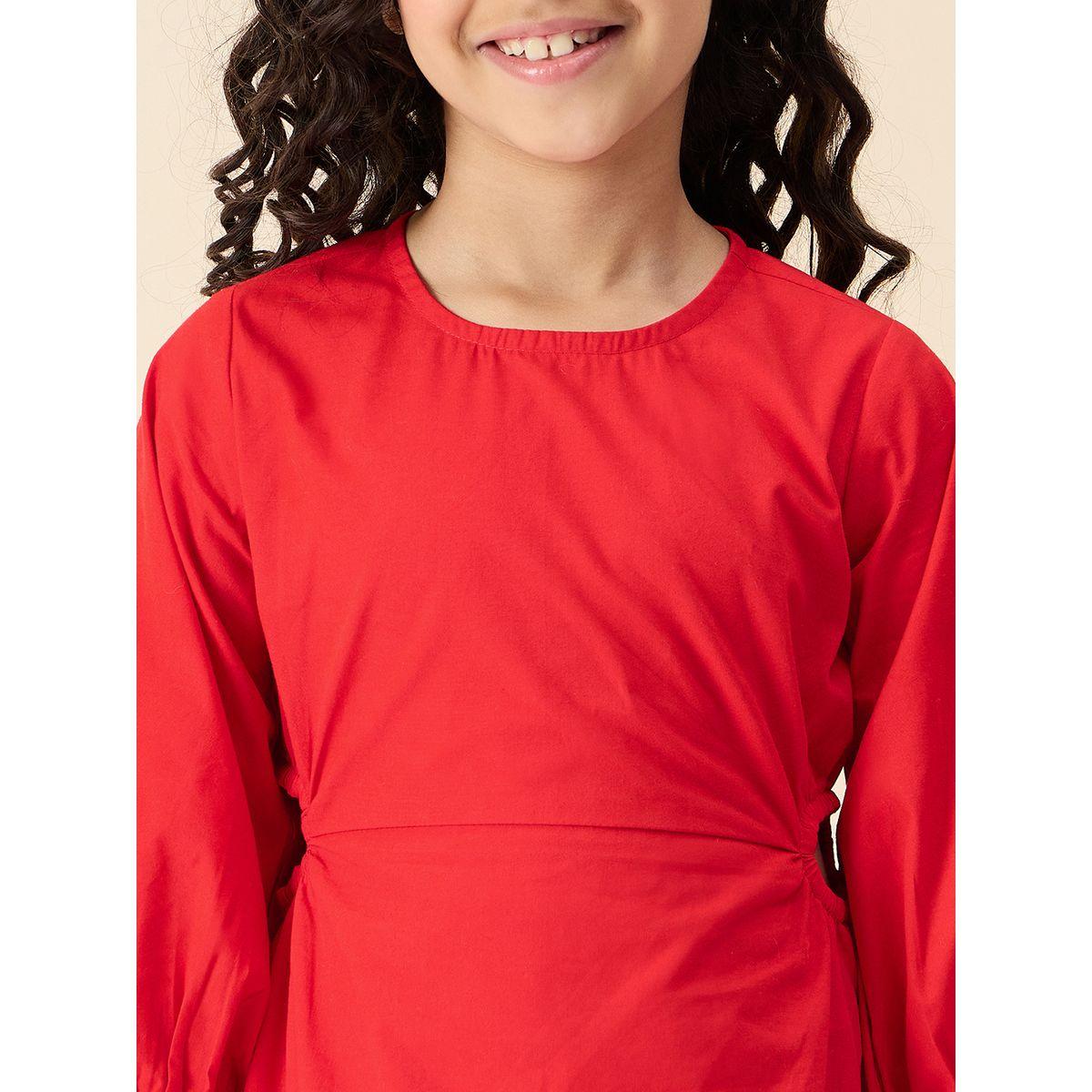 Stylo Bug Solid Round Neck Layered Dress-girls-clothing-dressesandjumpsuits-image-5