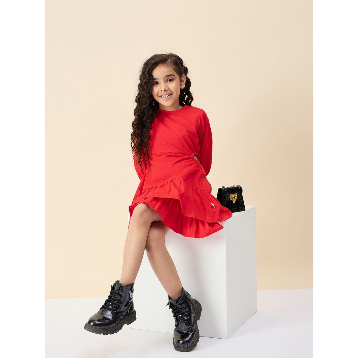 Stylo Bug Solid Round Neck Layered Dress-girls-clothing-dressesandjumpsuits-image-6