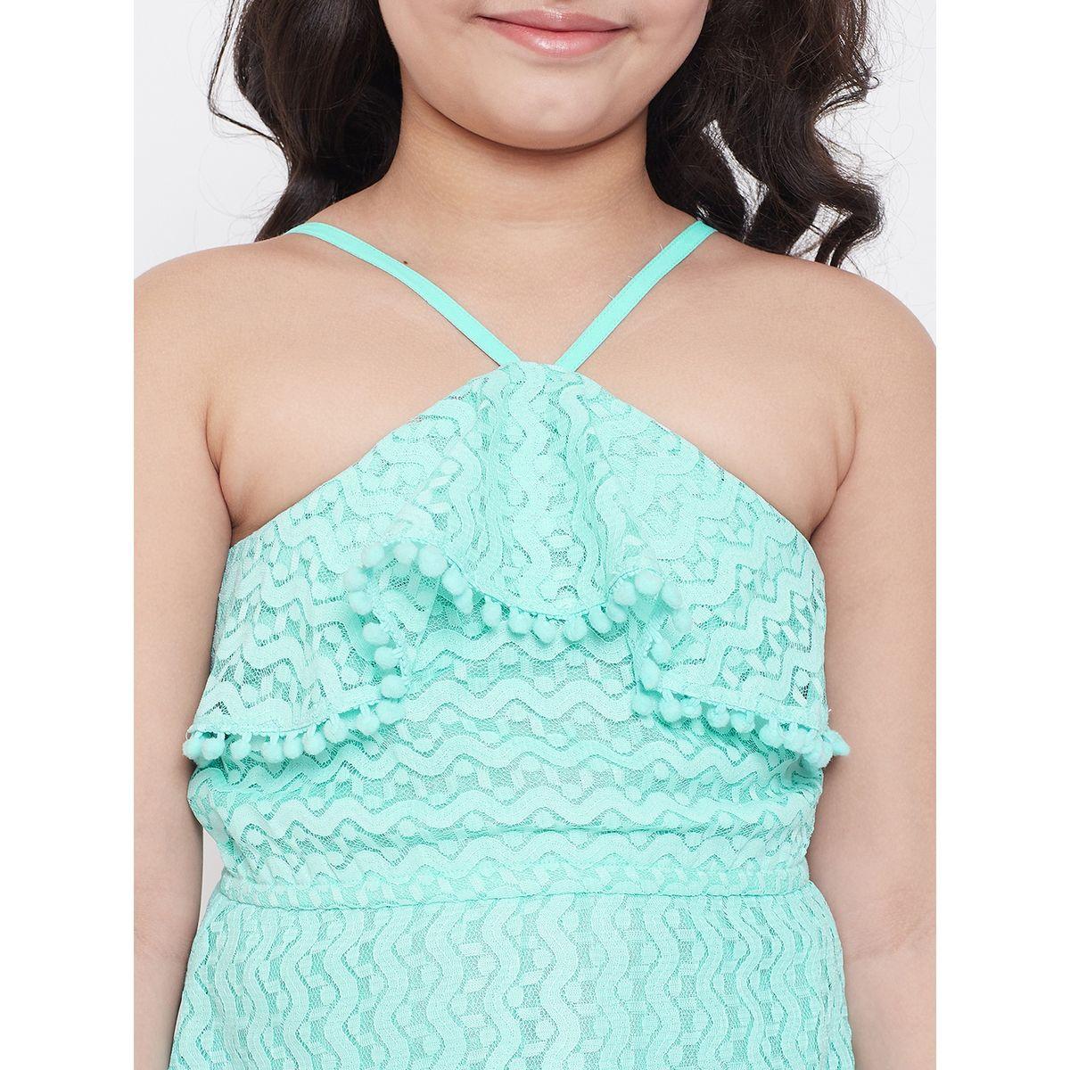Stylo Bug Green Halter Neck Lace Insert Casual Dress-girls-clothing-dressesandjumpsuits-image-6