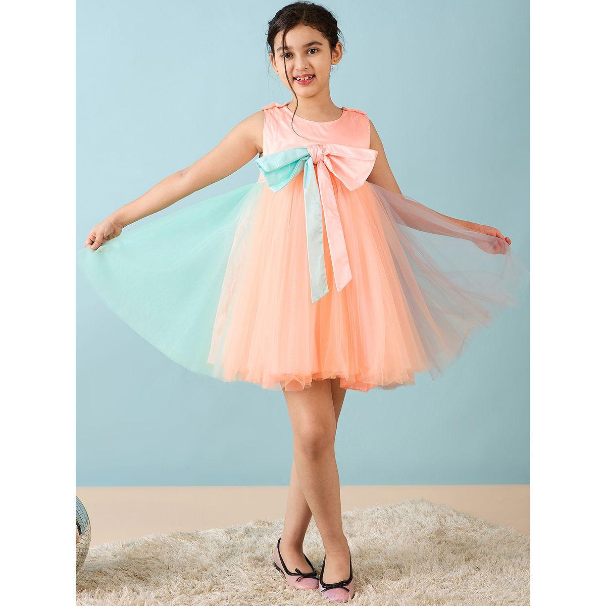 Stylo Bug Bow Accent Mesh Insert Dress-girls-clothing-dressesandjumpsuits-image-2