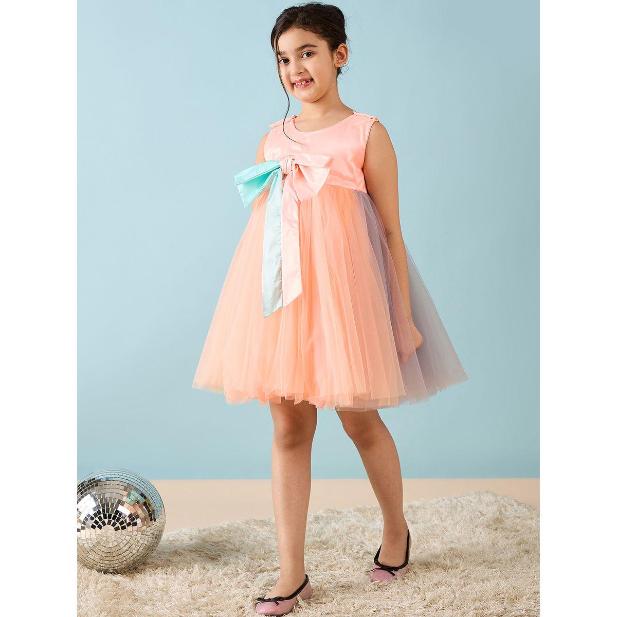 Stylo Bug Bow Accent Mesh Insert Dress-girls-clothing-dressesandjumpsuits-image-3