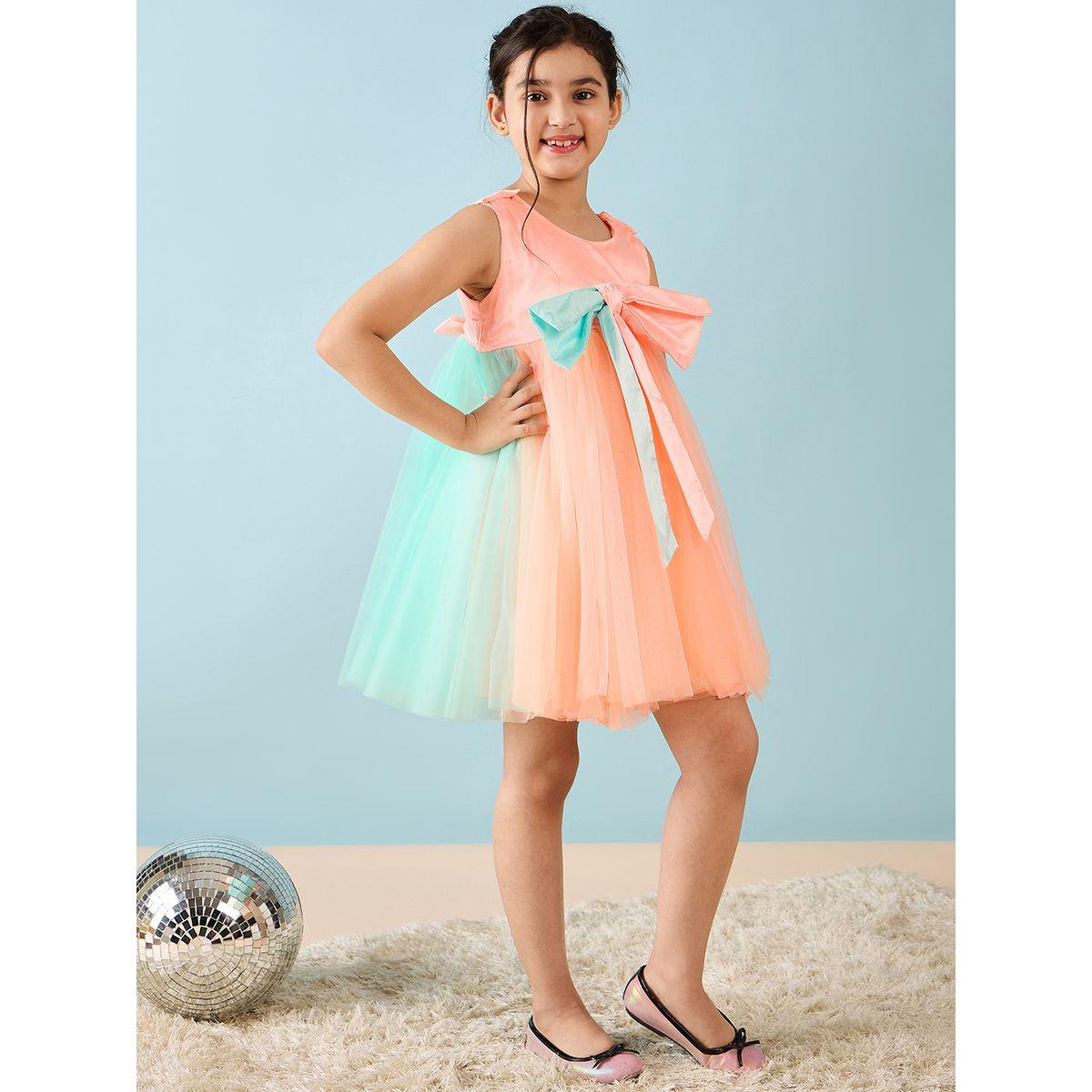 Stylo Bug Bow Accent Mesh Insert Dress-girls-clothing-dressesandjumpsuits-image-4