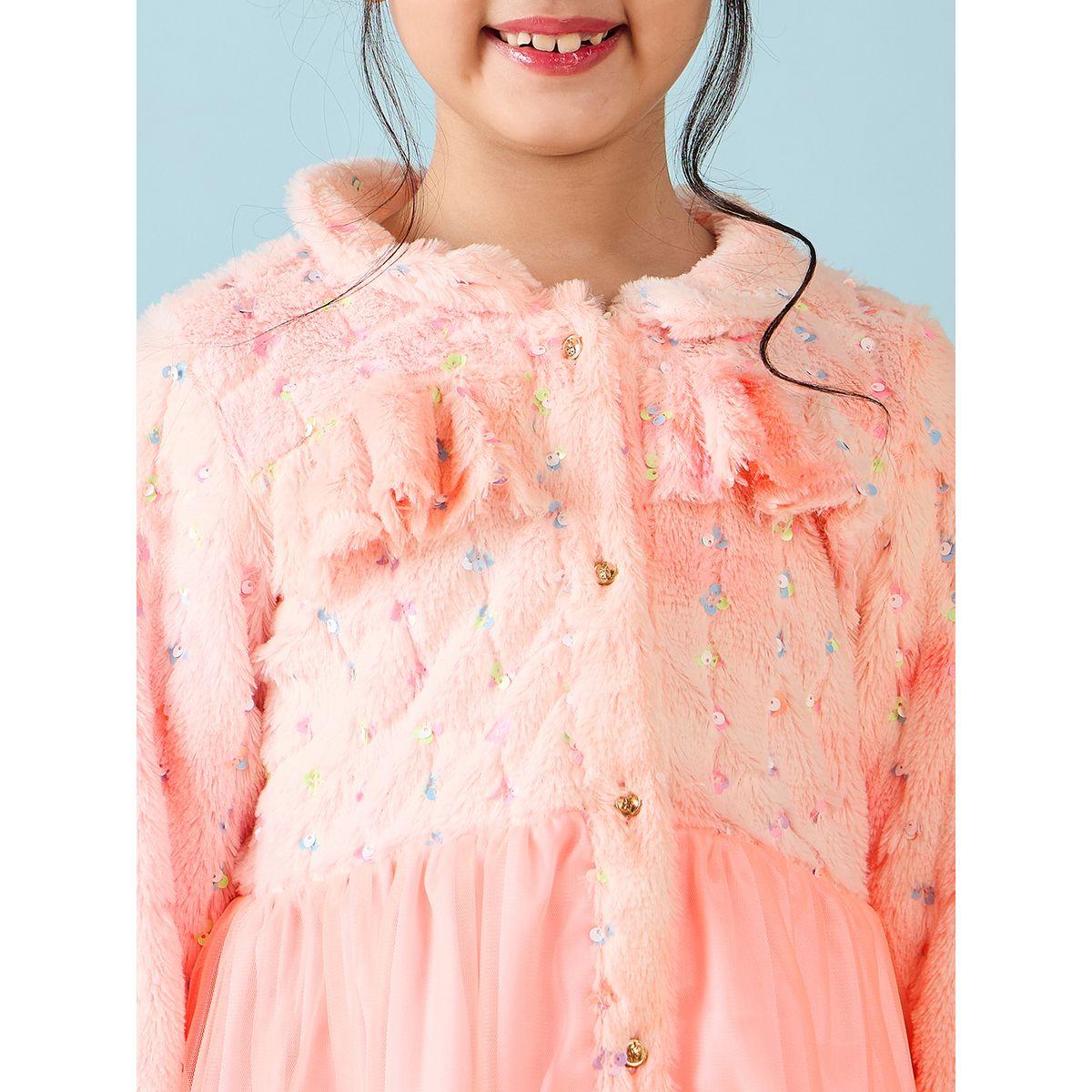 Stylo Bug Sequined Fleece Sleeve Embellished Dress-girls-clothing-dressesandjumpsuits-image-6